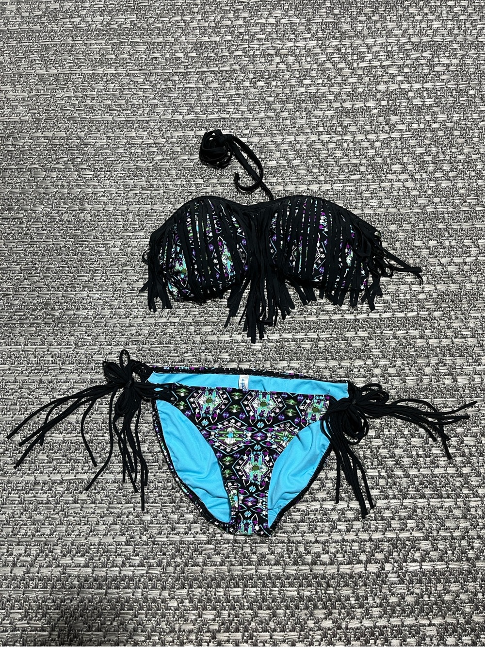 La Vie en Rose | Aztec Print Bikini With Fringe